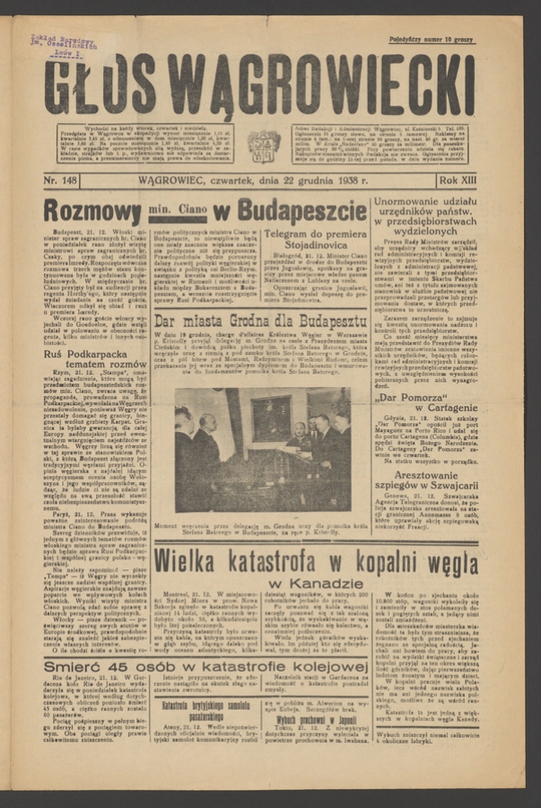 Głos Wągrowiecki. Rok&nbsp;13, 1938, numer&nbsp;148