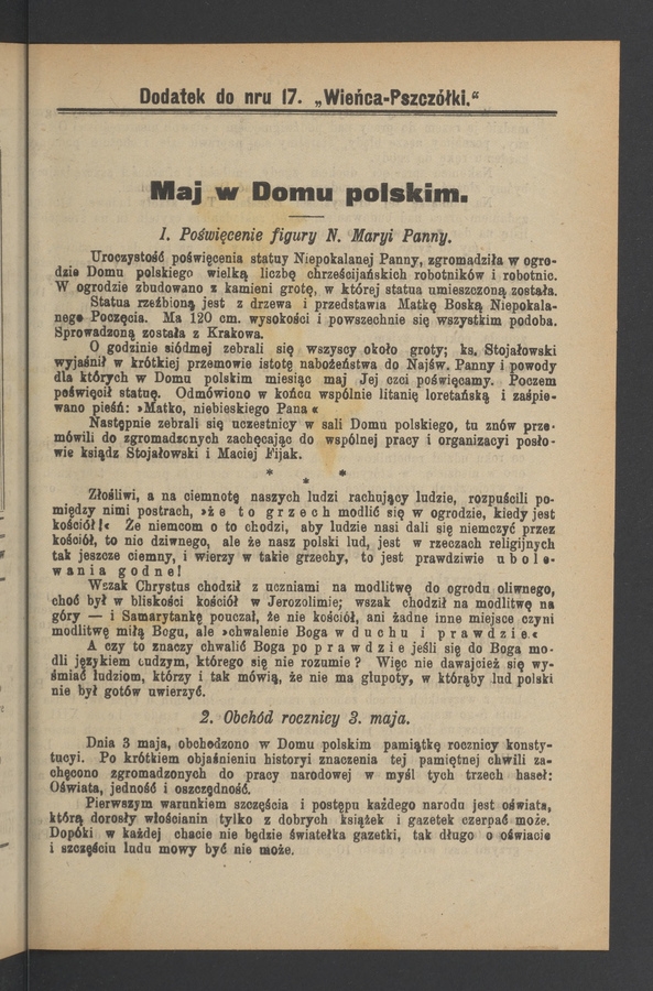 Dodatek do numeru 17 „Wieńca-Pszczółki”. Rok 30, 1904