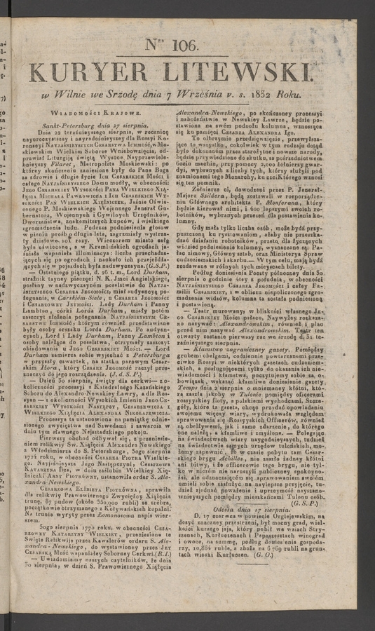 Kuryer Litewski. 1832, numer 106