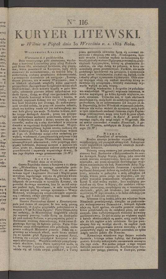 Kuryer Litewski. 1832, numer 116