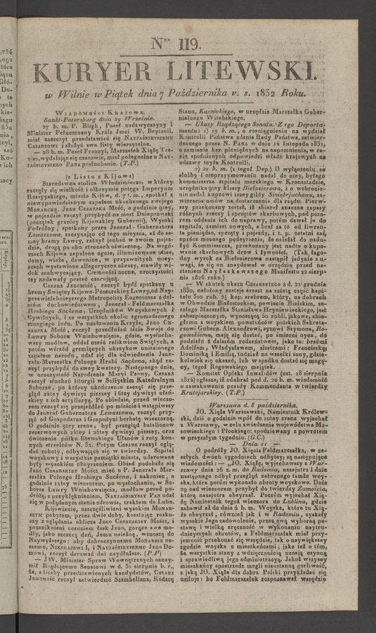 Kuryer Litewski. 1832, numer 119