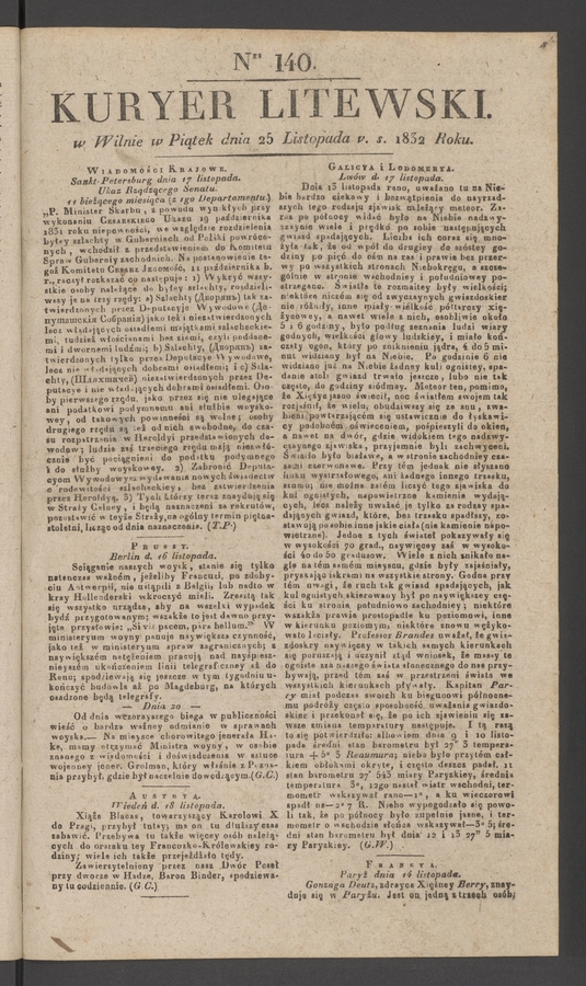Kuryer Litewski. 1832, numer 140