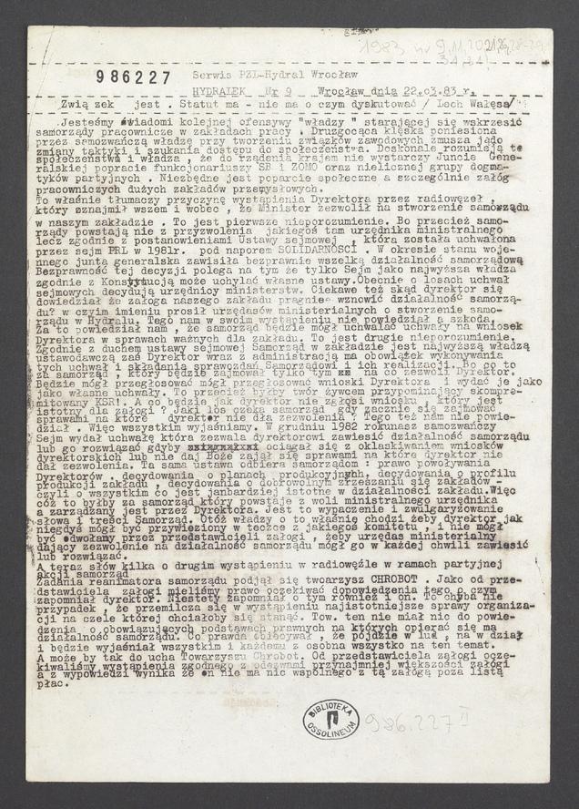 Hydralek&nbsp;: serwis PZL-Hydral Wrocław. 1983, numer&nbsp;9