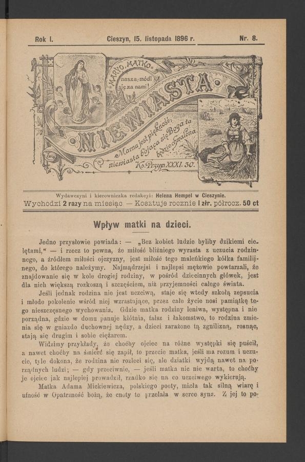 Niewiasta. Rok&nbsp;1, 1896, numer&nbsp;8