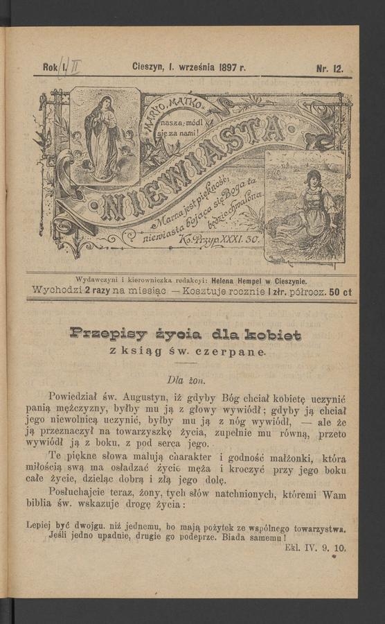Niewiasta. Rok&nbsp;2, 1897, numer&nbsp;12