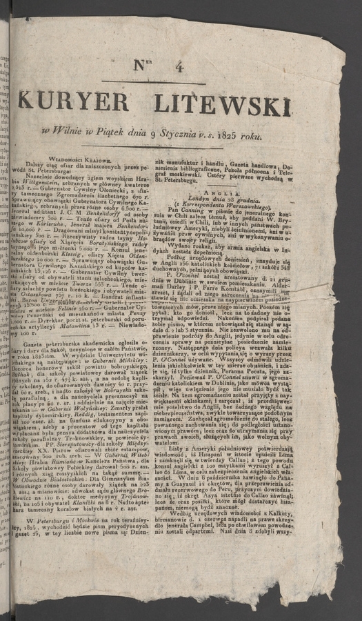 Kuryer Litewski. 1825, numer 4