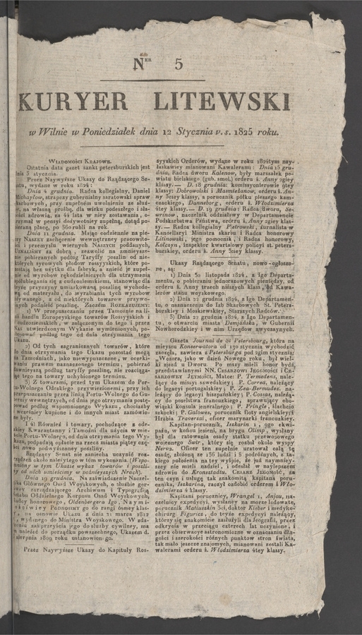 Kuryer Litewski. 1825, numer 5