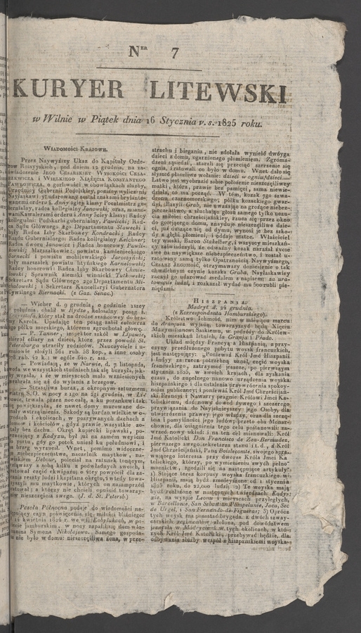Kuryer Litewski. 1825, numer 7