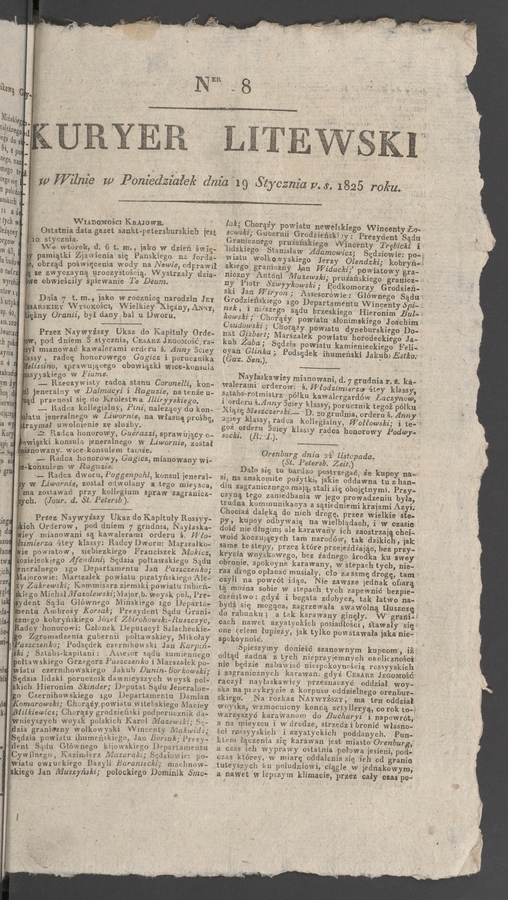 Kuryer Litewski. 1825, numer 8
