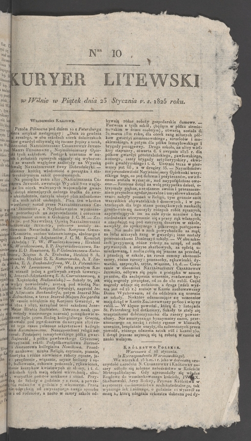 Kuryer Litewski. 1825, numer 10