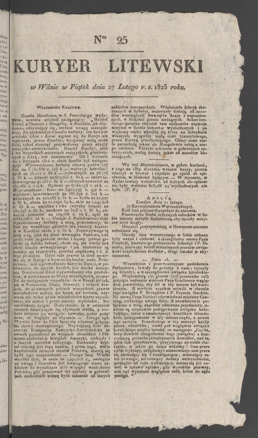 Kuryer Litewski. 1825, numer 25