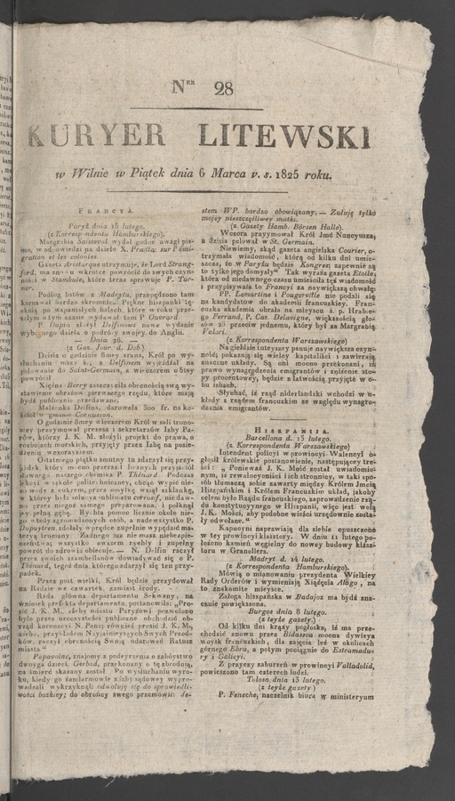 Kuryer Litewski. 1825, numer 28