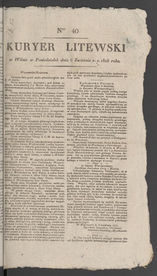 Kuryer Litewski. 1825, numer 40