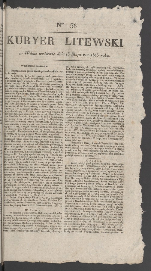 Kuryer Litewski. 1825, numer 56