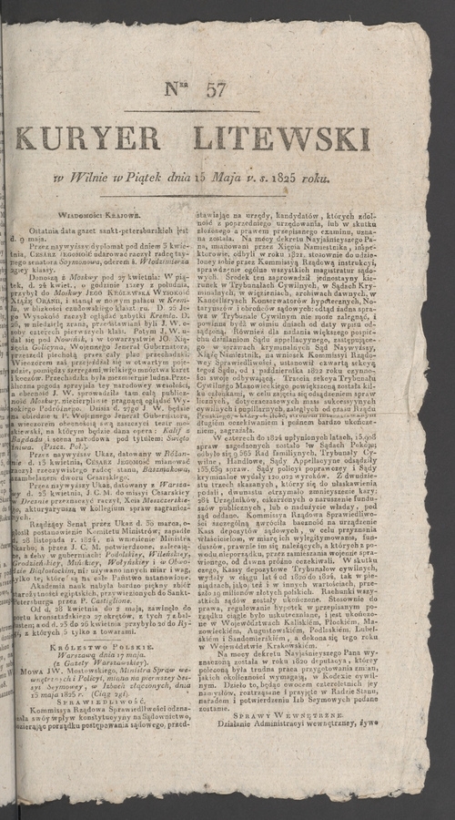 Kuryer Litewski. 1825, numer 57