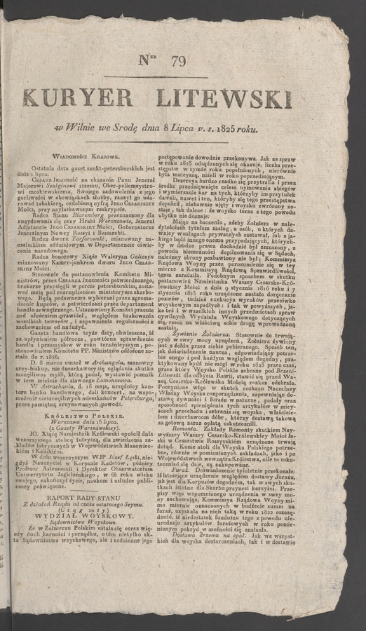 Kuryer Litewski. 1825, numer 79