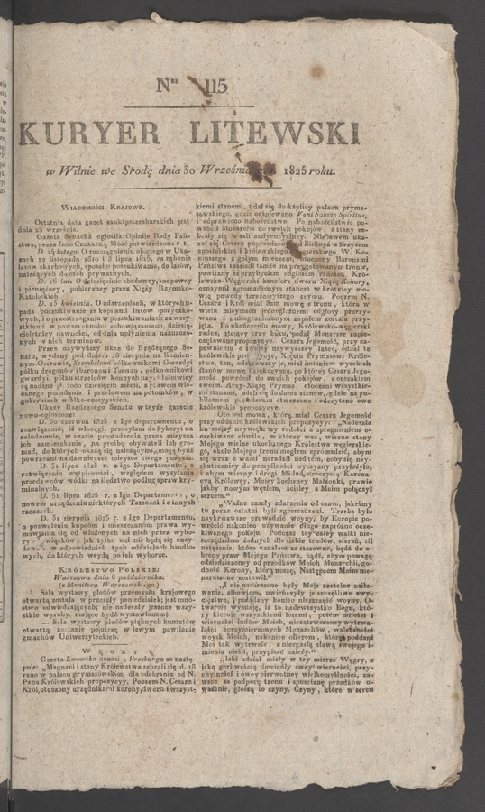 Kuryer Litewski. 1825, numer 115
