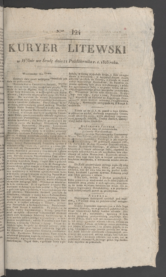Kuryer Litewski. 1825, numer 124