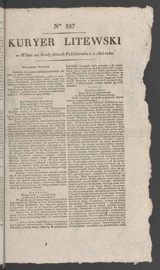 Kuryer Litewski. 1825, numer 127