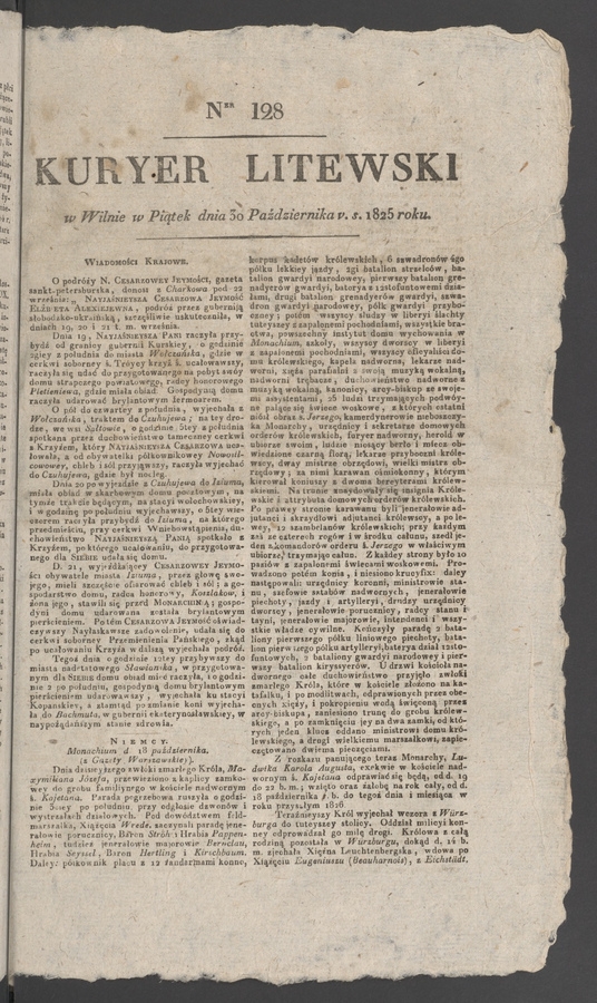Kuryer Litewski. 1825, numer 128