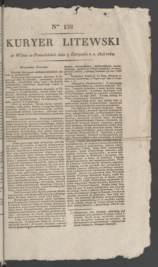 Kuryer Litewski. 1825, numer 132