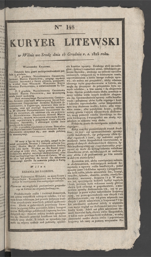 Kuryer Litewski. 1825, numer 148