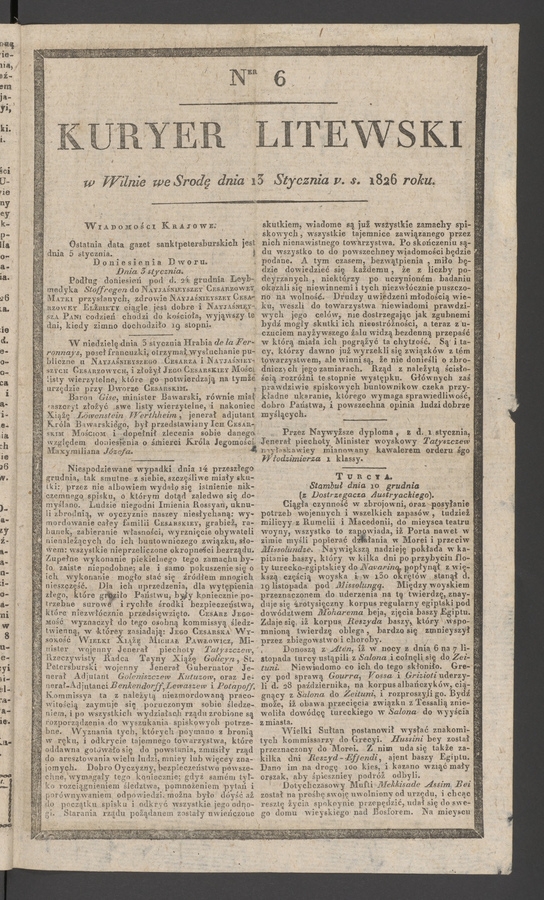 Kuryer Litewski. 1826, numer 6