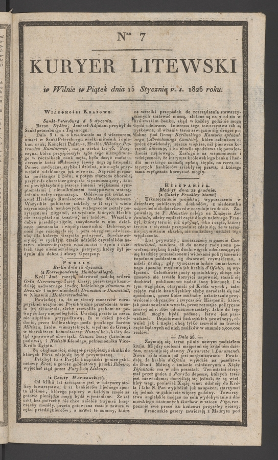 Kuryer Litewski. 1826, numer 7