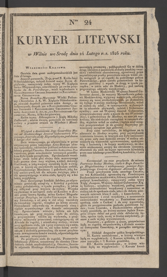 Kuryer Litewski. 1826, numer 24