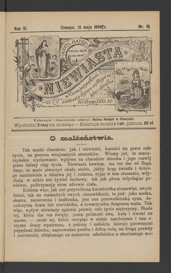 Niewiasta. Rok&nbsp;3, 1898, numer&nbsp;18