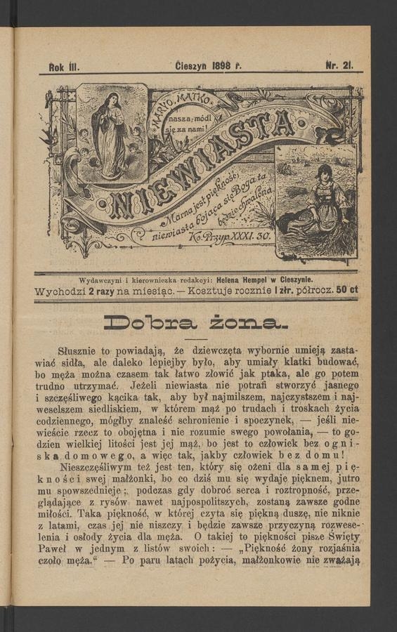 Niewiasta. Rok&nbsp;3, 1898, numer&nbsp;21