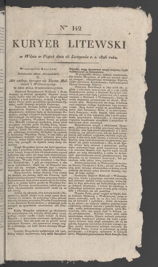 Kuryer Litewski. 1826, numer 142