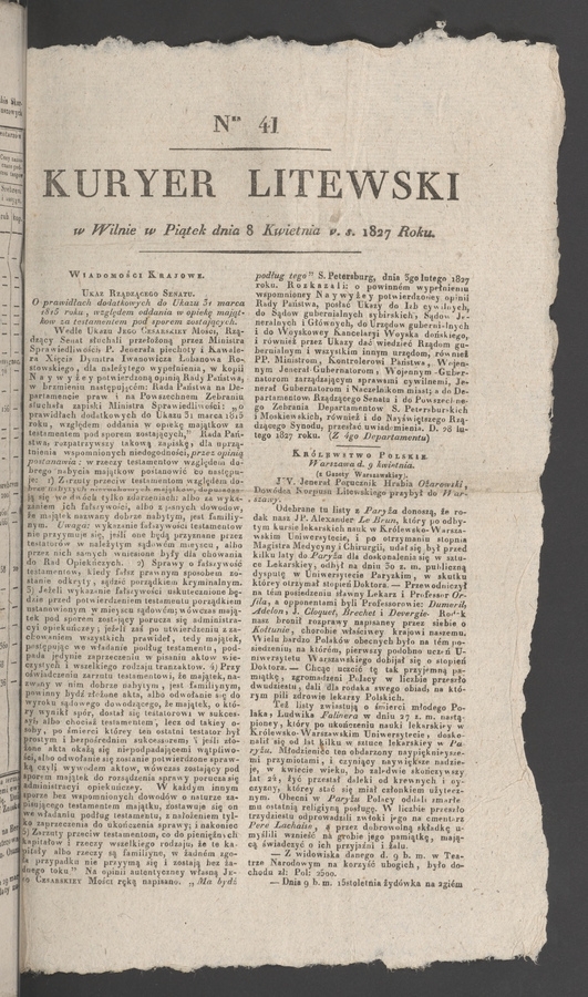 Kuryer Litewski. 1827, numer 41