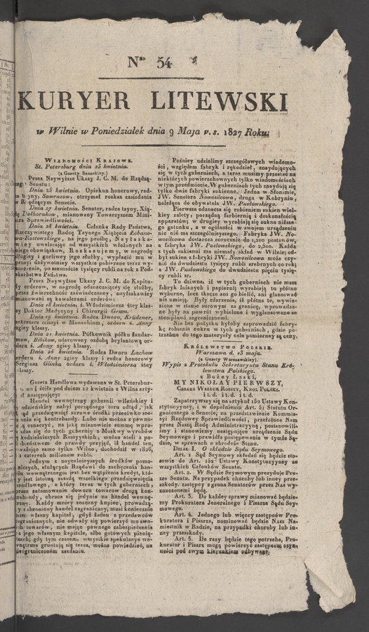 Kuryer Litewski. 1827, numer 54