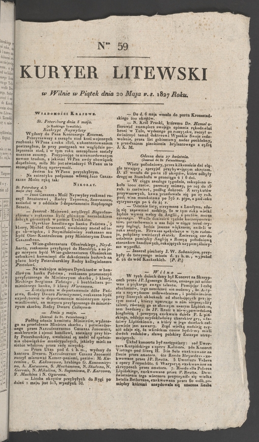 Kuryer Litewski. 1827, numer 59