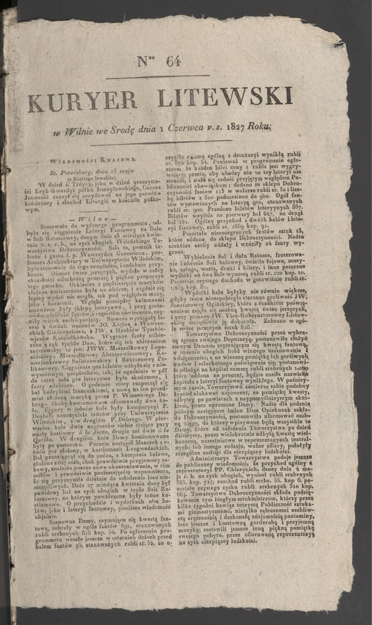 Kuryer Litewski. 1827, numer 64