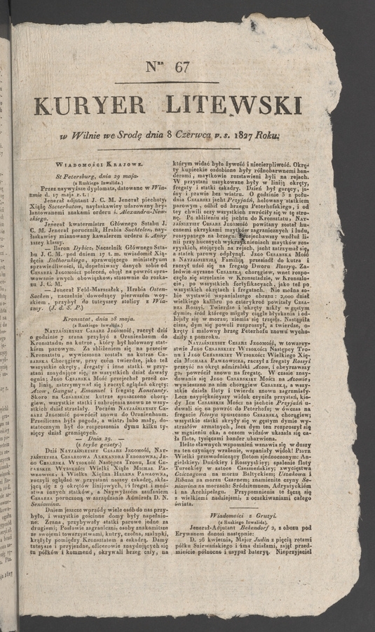 Kuryer Litewski. 1827, numer 67