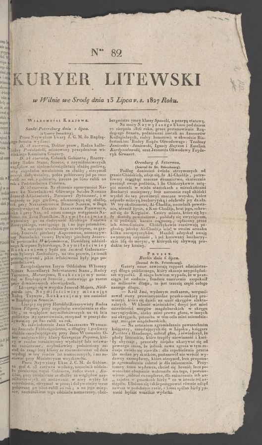Kuryer Litewski. 1827, numer 82
