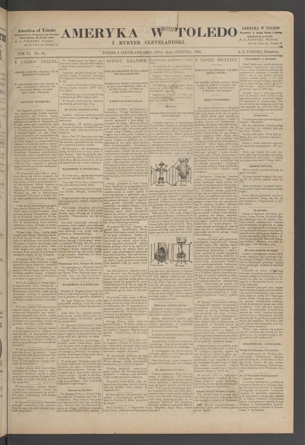 Ameryka w Toledo i Kuryer Clevelandski. Tom 6, 1892, numer 68