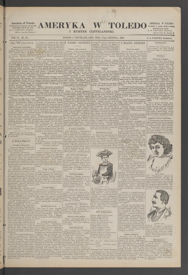 Ameryka w Toledo i Kuryer Clevelandski. Tom 6, 1892, numer 70