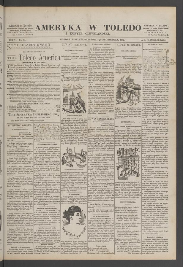 Ameryka w Toledo i Kuryer Clevelandski. Tom 6, 1892, numer 80