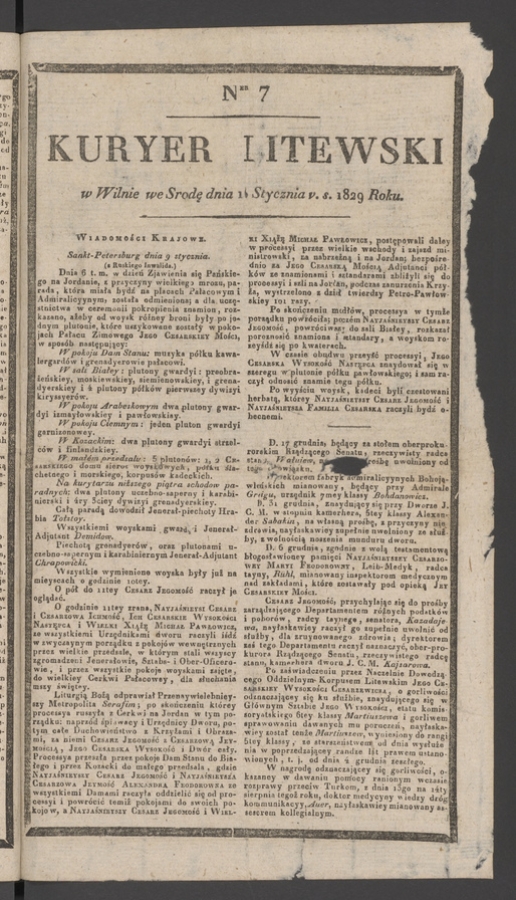 Kuryer Litewski. 1829, numer 7