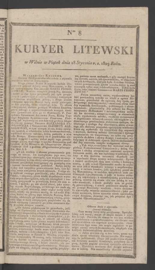 Kuryer Litewski. 1829, numer 8