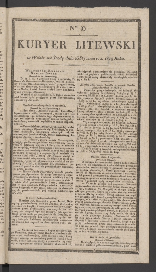 Kuryer Litewski. 1829, numer 10