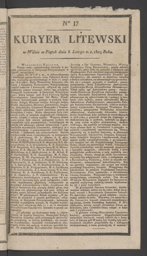 Kuryer Litewski. 1829, numer 17