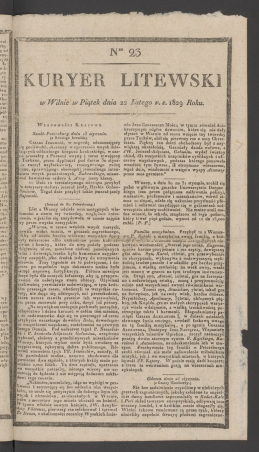 Kuryer Litewski. 1829, numer 23