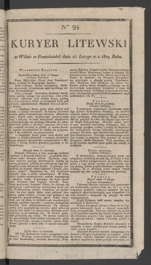 Kuryer Litewski. 1829, numer 24