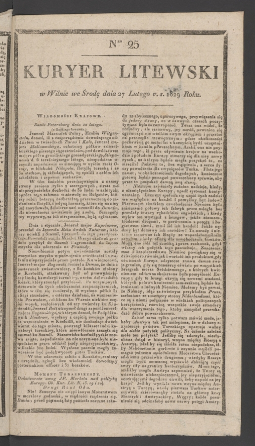 Kuryer Litewski. 1829, numer 25