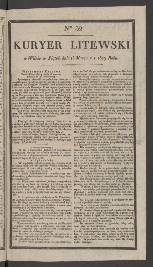 Kuryer Litewski. 1829, numer 32