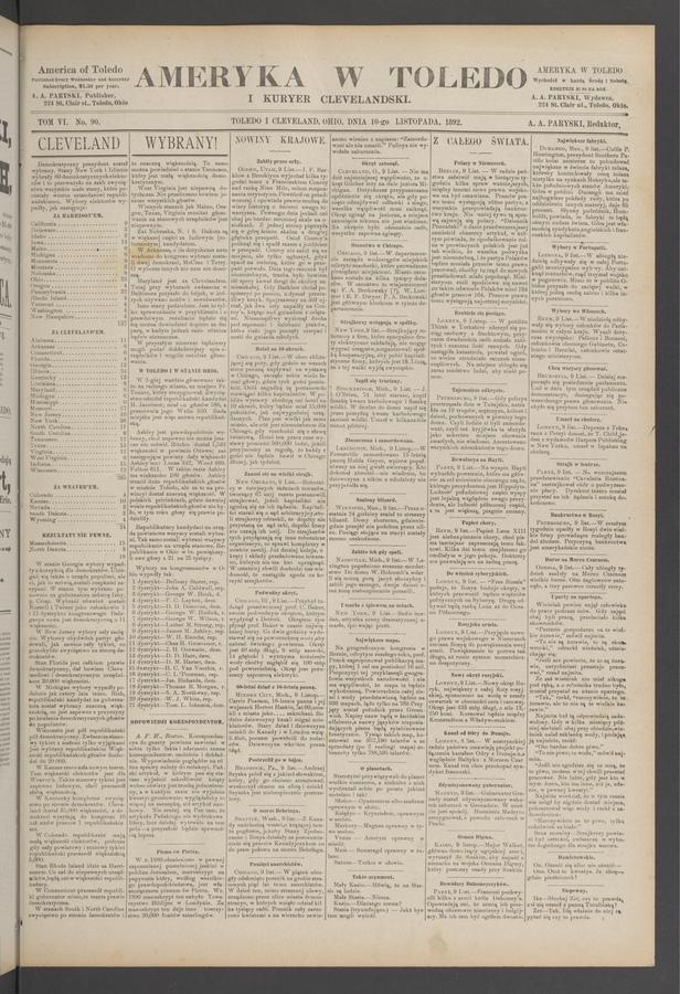 Ameryka w Toledo i Kuryer Clevelandski. Tom 6, 1892, numer 90